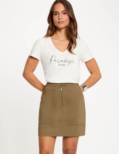 Korte rok met rits brons vrouw