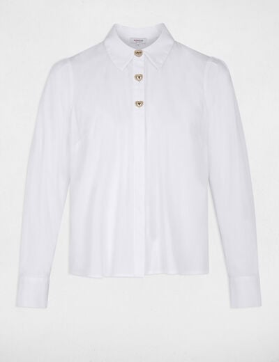 Chemise droite col &agrave; revers blanc femme