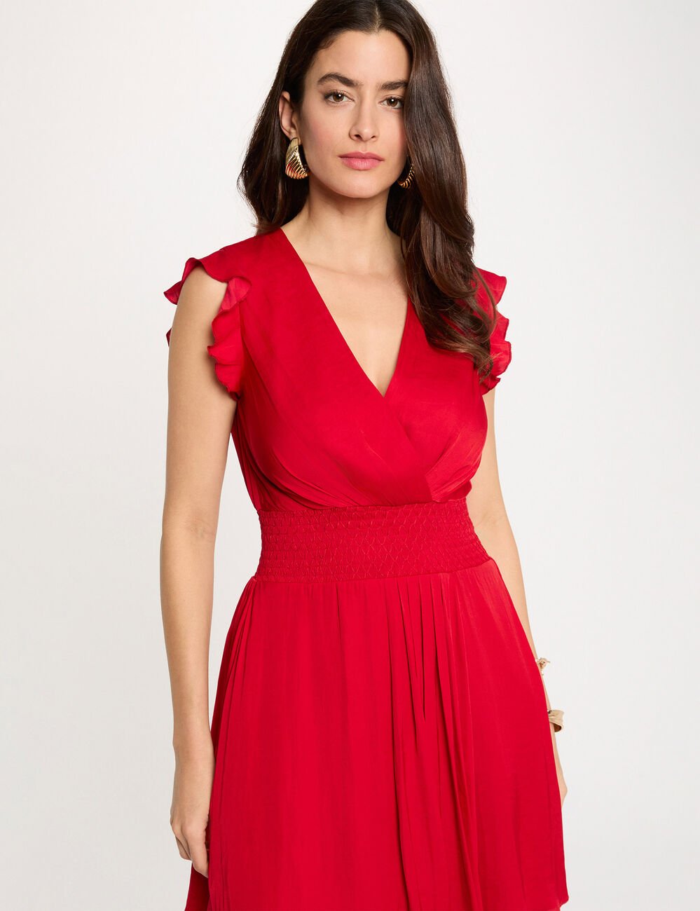 Robe courte fluide rouge femme