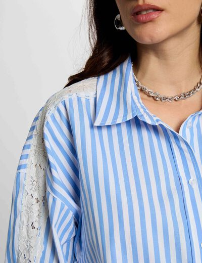 Chemise manches longues rayée multicolore femme