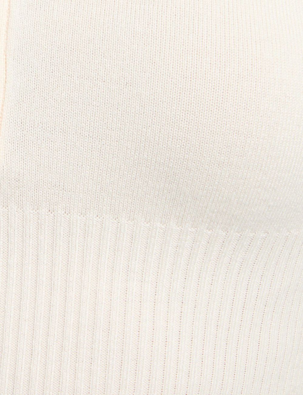 Pull ajust&eacute; col polo ivoire femme