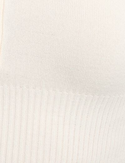 Pull ajust&eacute; col polo ivoire femme