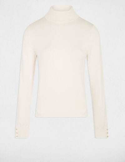 Pull col roulé ivoire femme