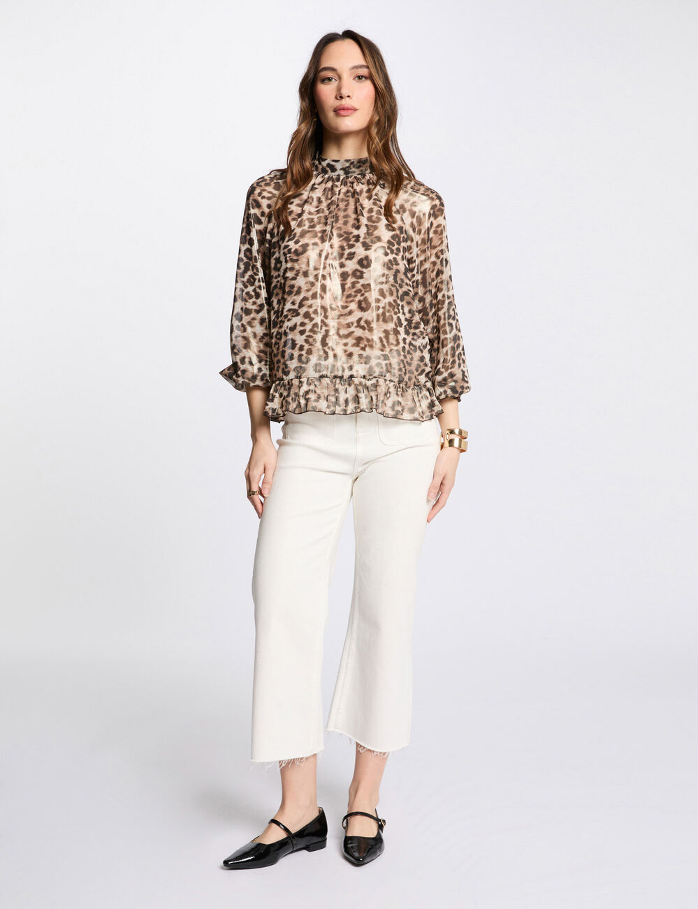 Blouse met 3/4 mouwen met print meerkleurig vrouw