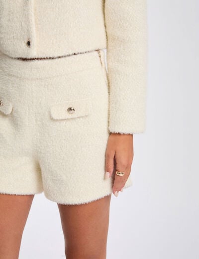 High-waist short ivoor vrouw