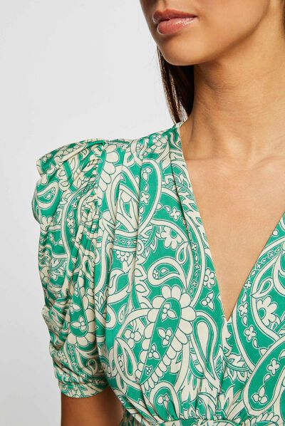 T-shirt manches courtes froncé imprimé multico femme