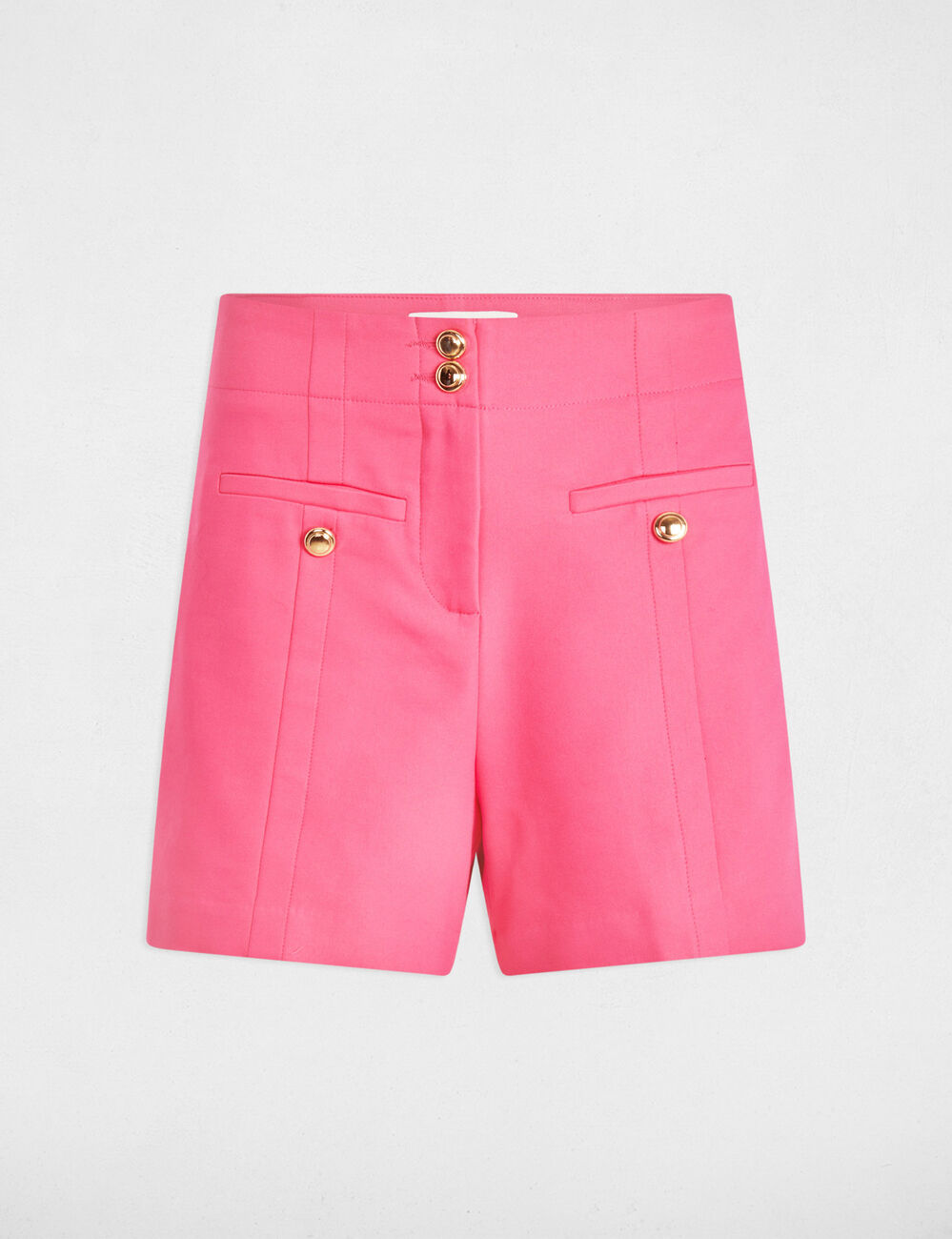 Rechte korte broek met plooien roze vrouw