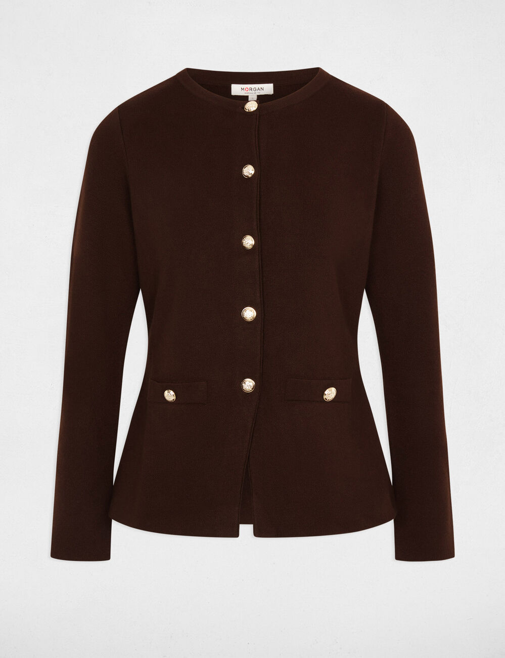 Vest met ronde hals donker bruin vrouw