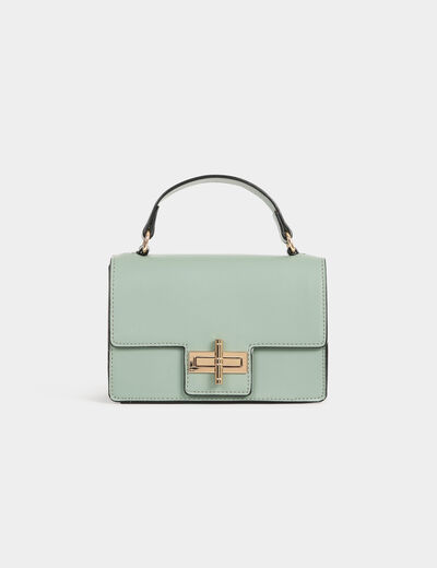 Sac cartable &agrave; bandouli&egrave;re vert femme