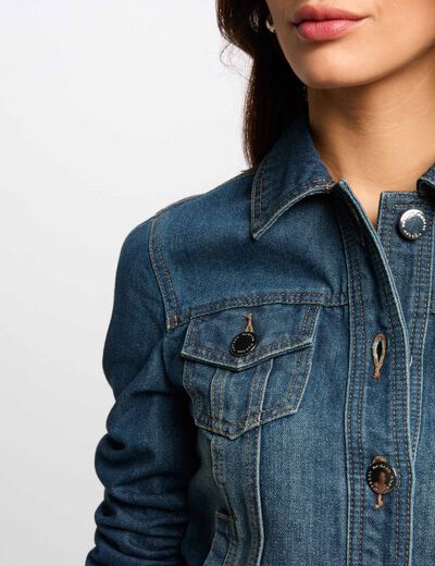 Korte denim jas stone washed denim vrouw