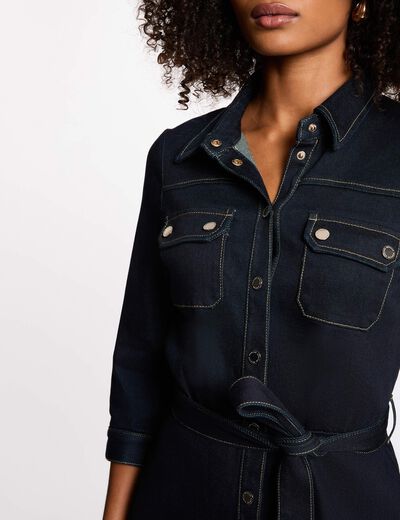 Robe 3/4 boutonnée denim brut femme