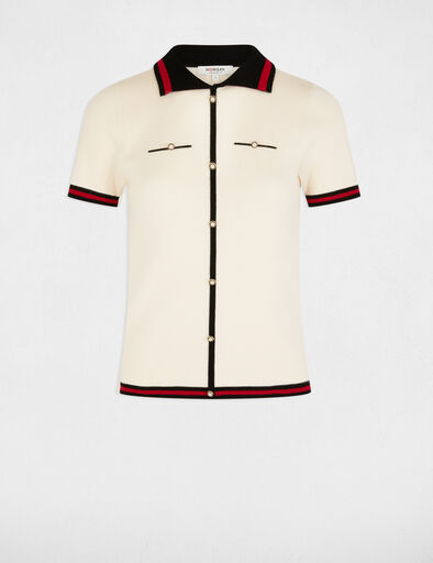 pull col polo manches courtes ivoire femme Pull col polo manches courtes ivoire femme
