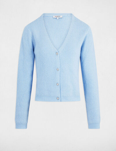 Gilet col en V bleu ciel femme