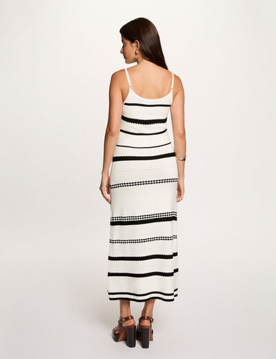 Robe tricot ray&eacute;e blanc femme
