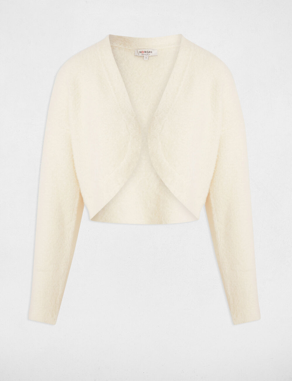 Gilet court manches longues ivoire femme