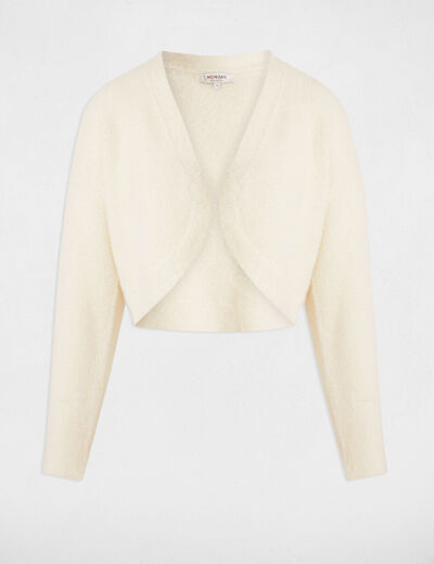 Gilet court manches longues ivoire femme