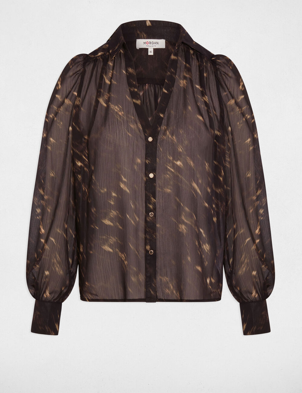 Blouse van voile met pofmouwen meerkleurig vrouw