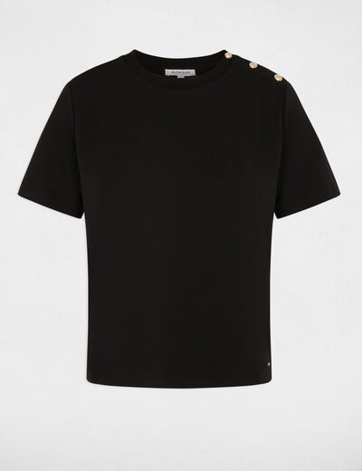T-shirt ronde hals knopen zwart vrouw