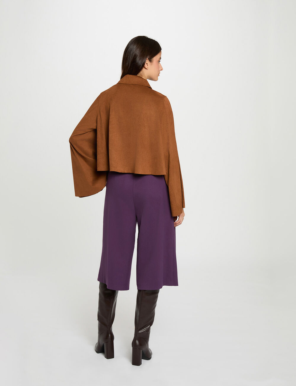 Bermuda large fluide violet foncé femme