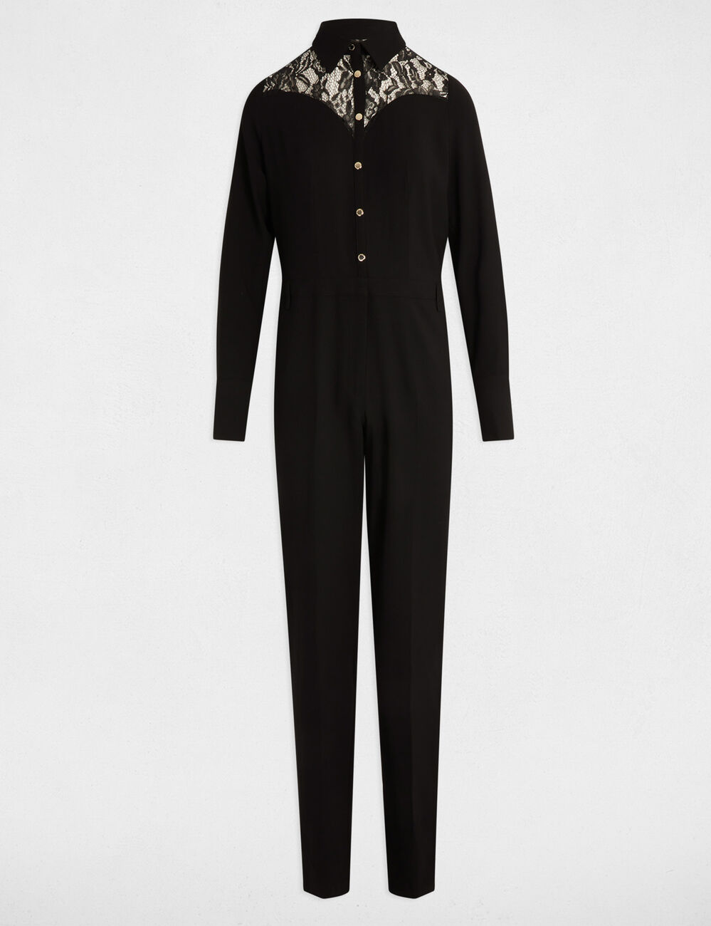 Combinaison longue dentelle noir femme