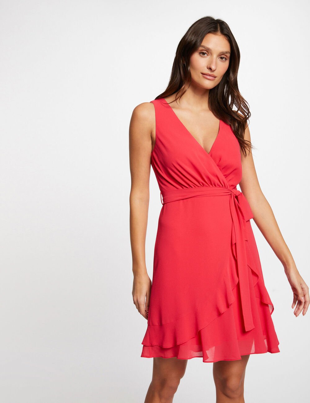 Robe courte portefeuille rouge moyen femme