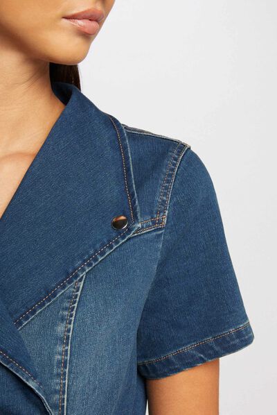 Robe portefeuille boutonnée en jean jean stone femme