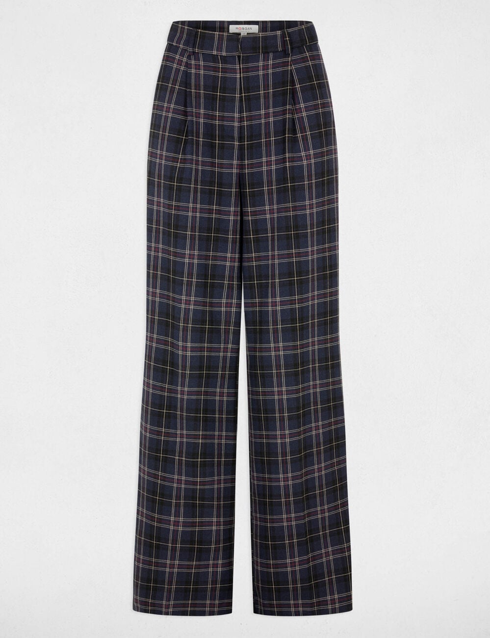 Pantalon large taille haute multicolore femme