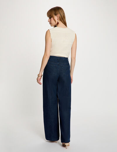 Pull ajust&eacute; col v ivoire femme