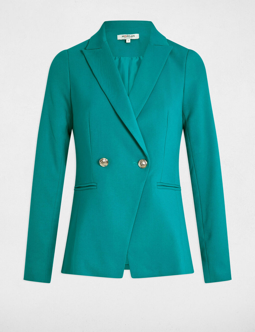 Blazer met getailleerde pasvorm turkooisblauw vrouw