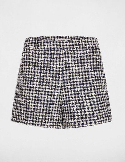 Short tweed taille haute multicolore femme