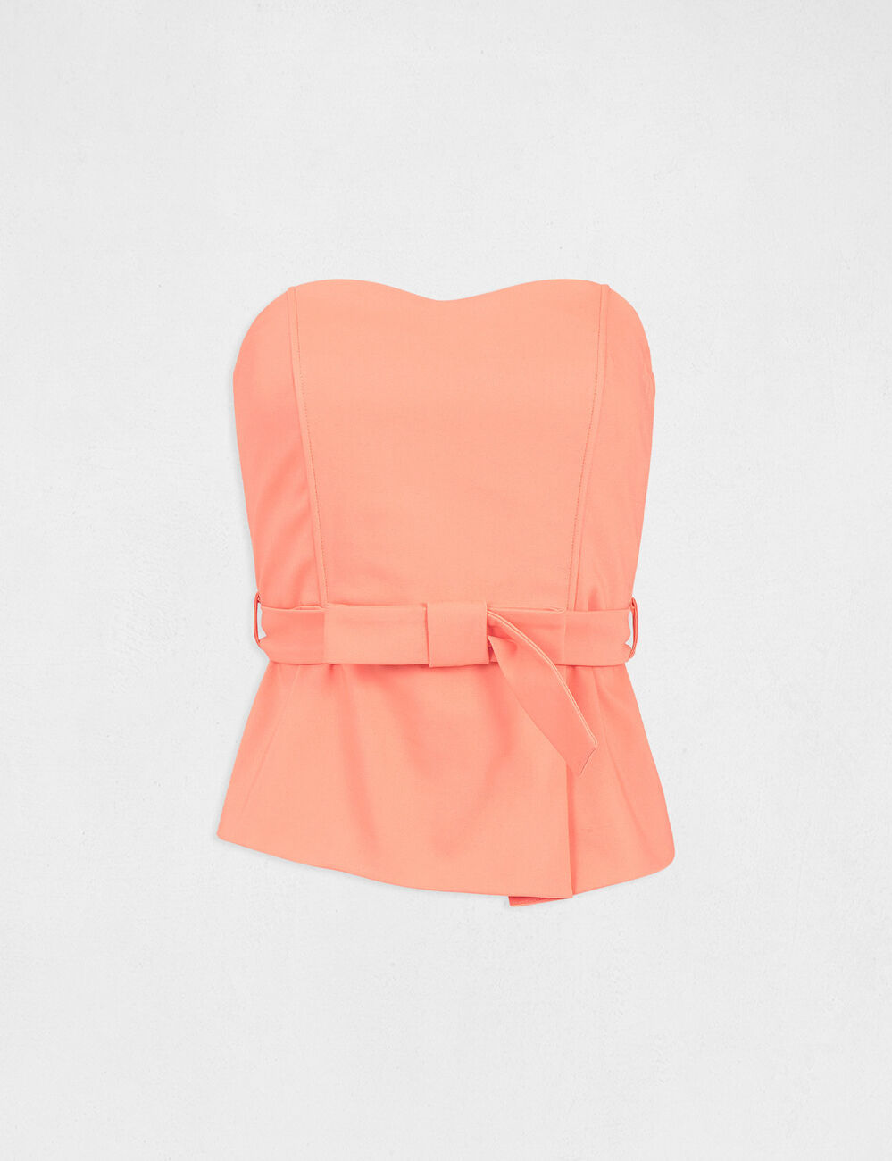 Bustier sans manches ceintur&eacute; orange femme