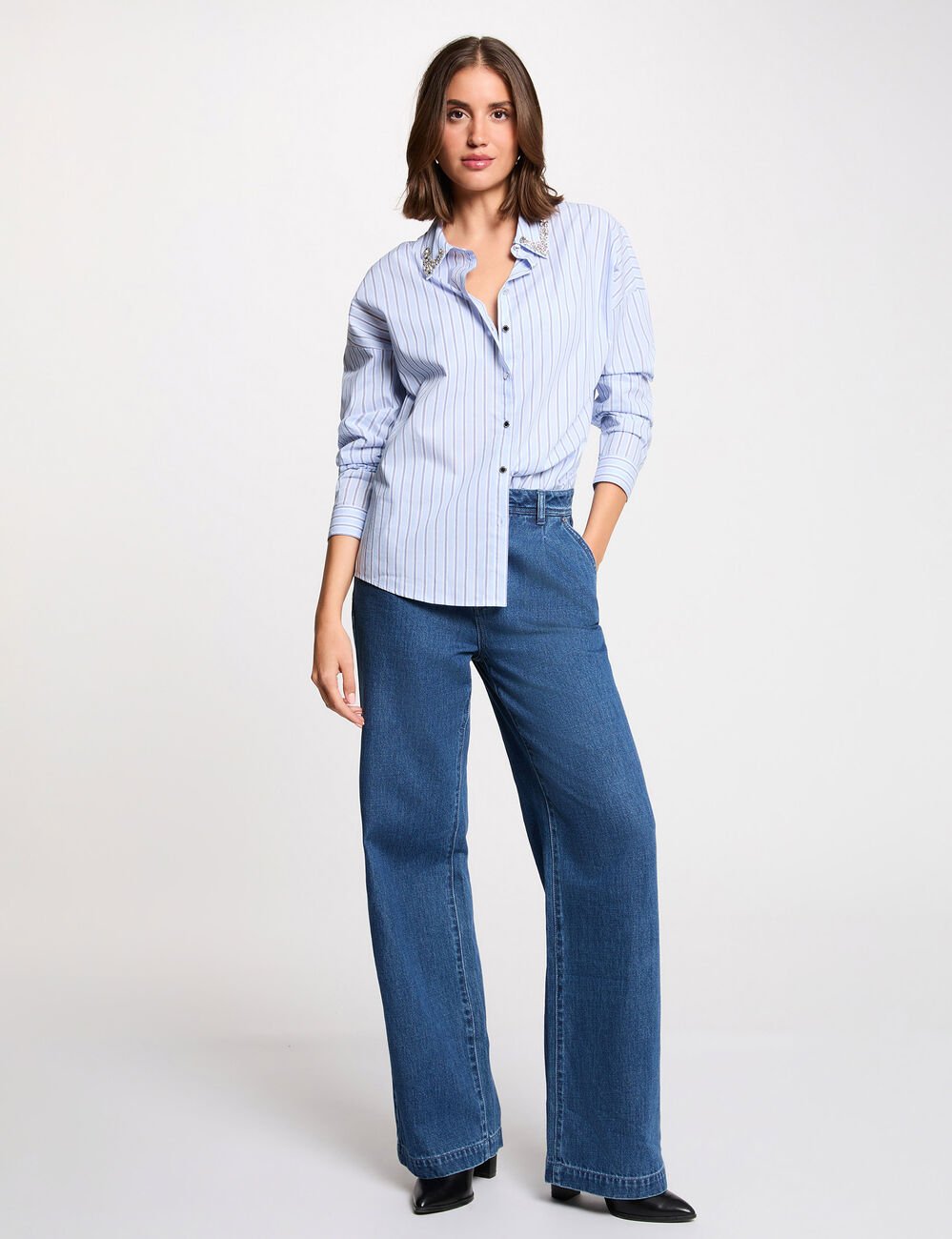 Chemise oversize rayée multicolore femme