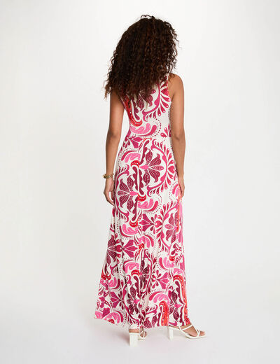 Robe longue col coeur multicolore femme