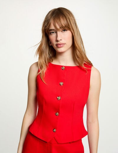 Gilet sans manches rouge vif femme