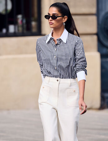 Chemise col contrastant multicolore femme