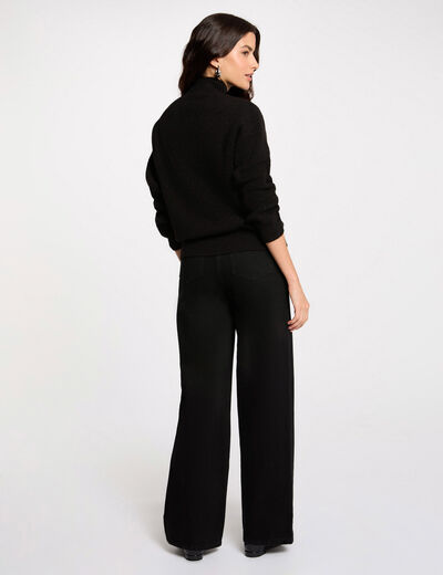 Pull manches longues avec boutons noir femme