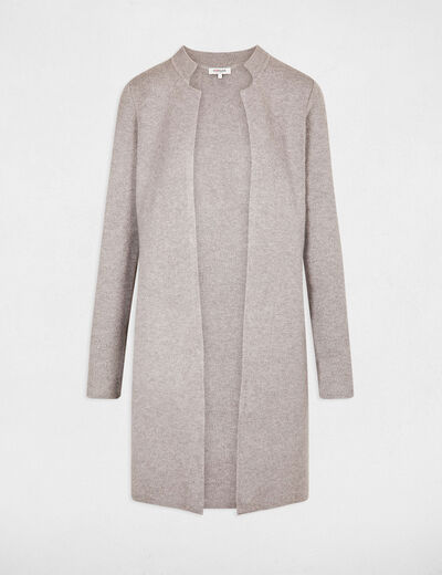 Gilet droit &agrave; col crant&eacute; gris clair femme