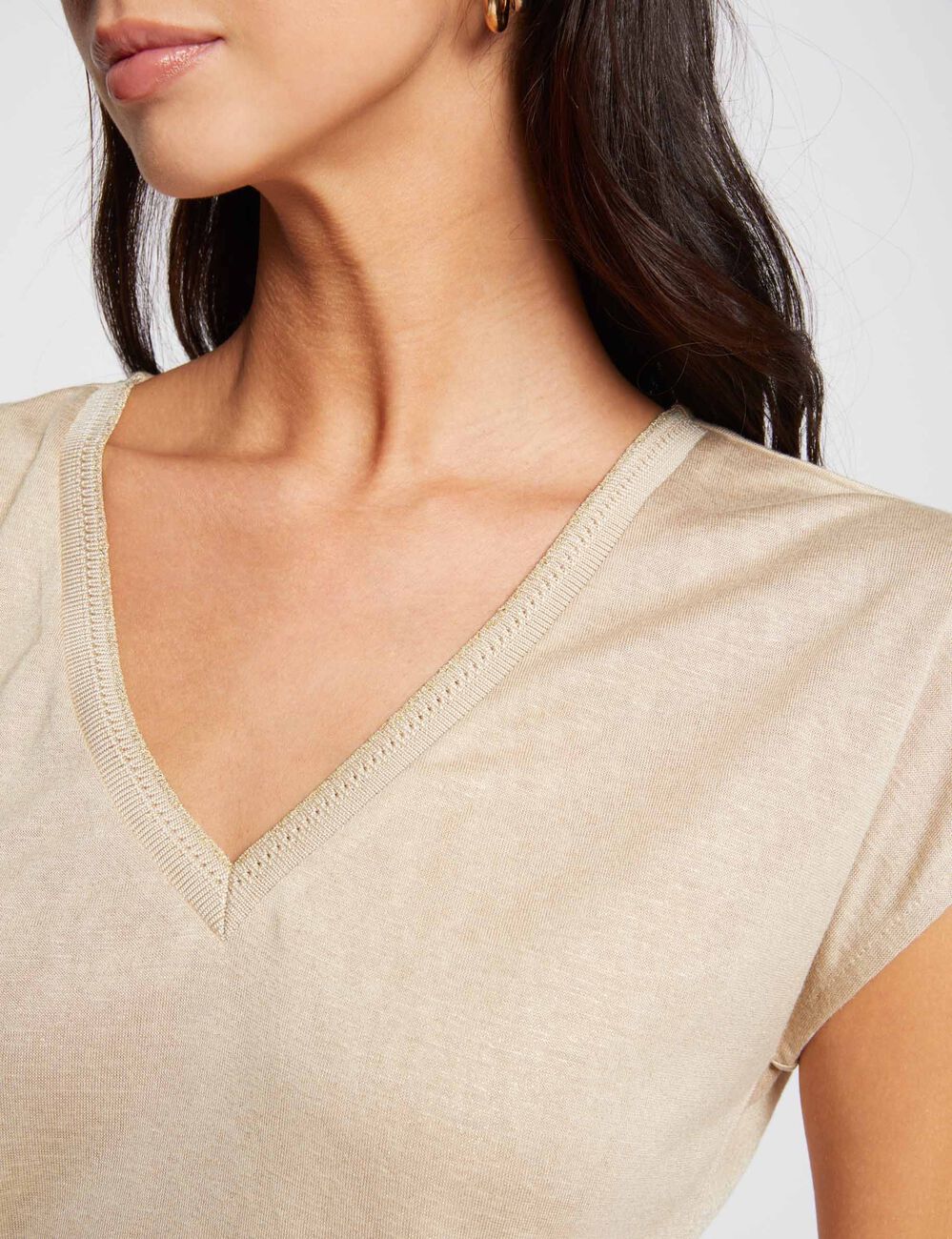 T-shirt met korte mouwen zand vrouw