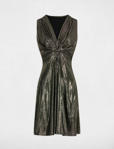 robe sans manches col v jaune or femme Robe sans manches col v jaune or femme