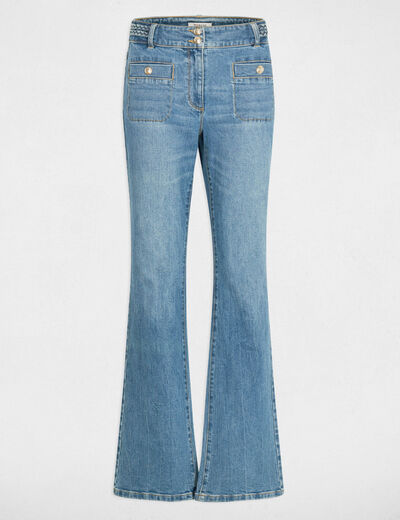 Jean bootcut tressé denim stone femme