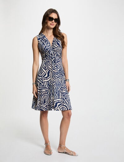 Robe courte ajustée imprimée multicolore femme