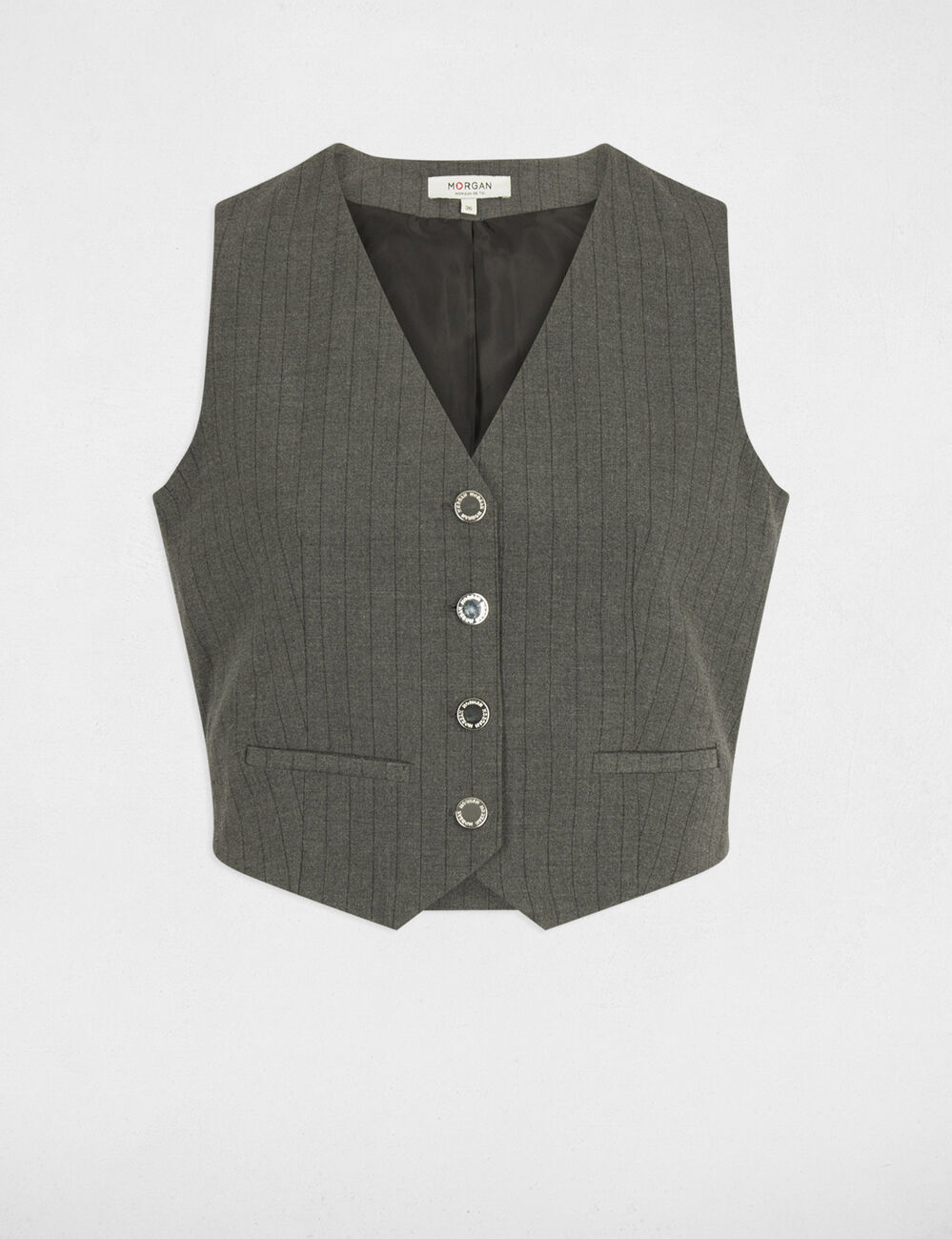 Gilet sans manches rayé gris moyen femme