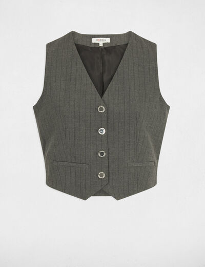 Gilet sans manches rayé gris moyen femme