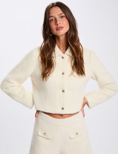 High-waist short ivoor vrouw