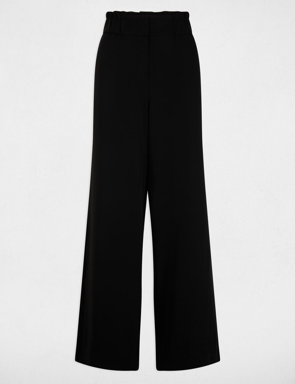 Pantalon large taille haute noir femme