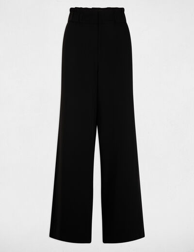 Pantalon large taille haute noir femme