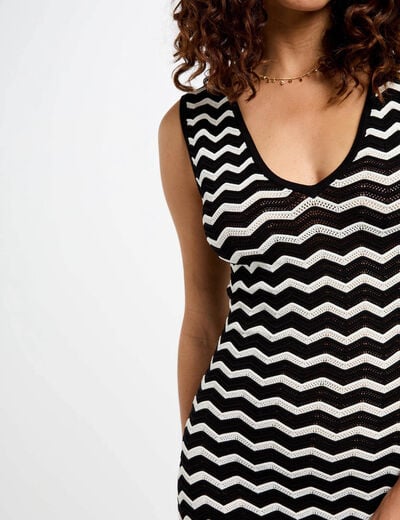 Robe tricot longue ajustée noir femme
