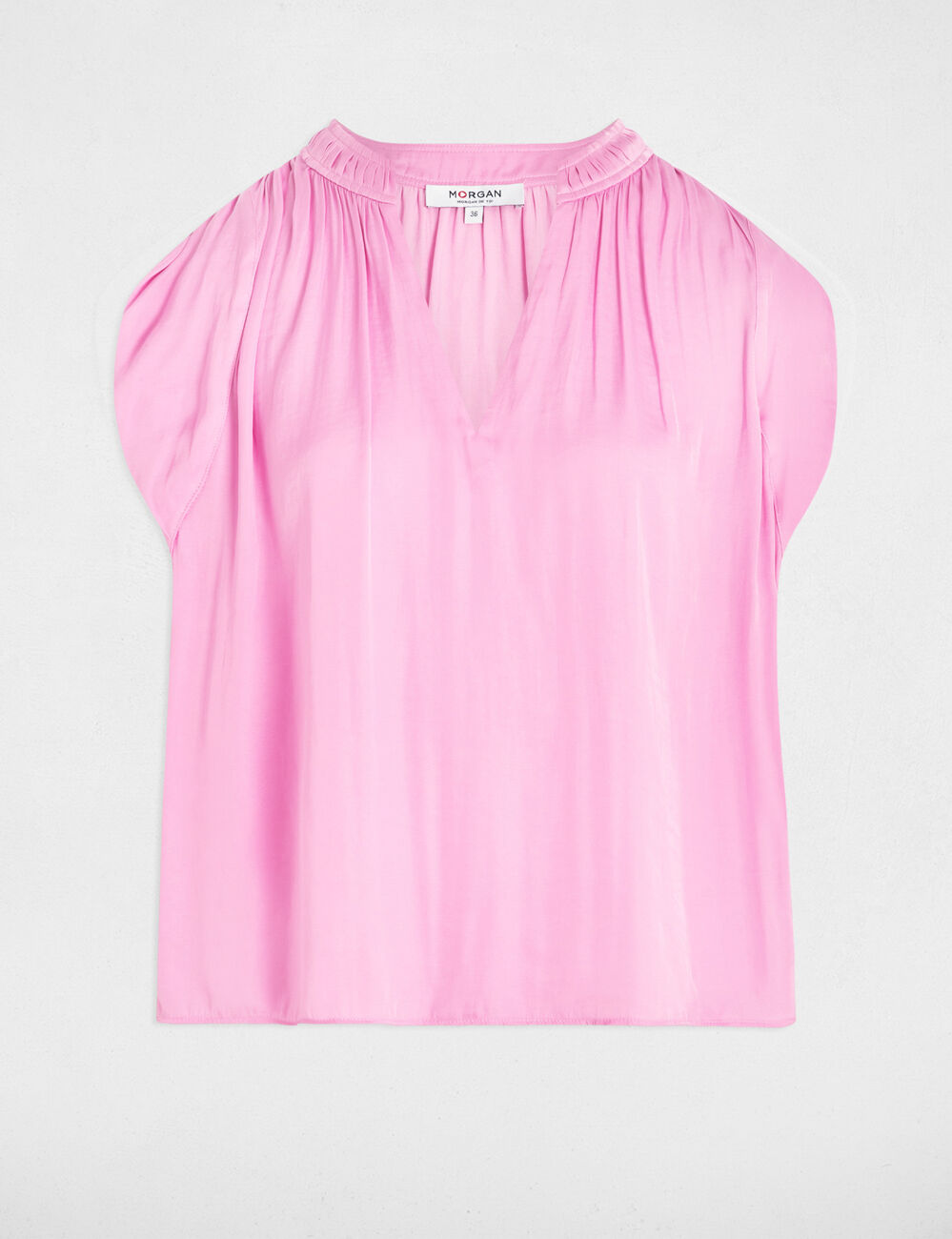 Blouse met korte mouwen roze vrouw