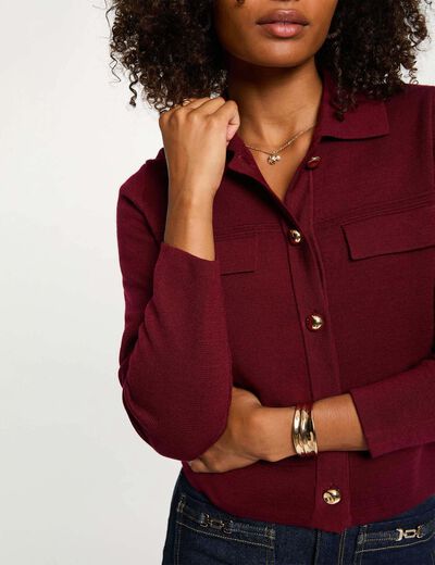 Vest met lange mouwen bordeaux vrouw