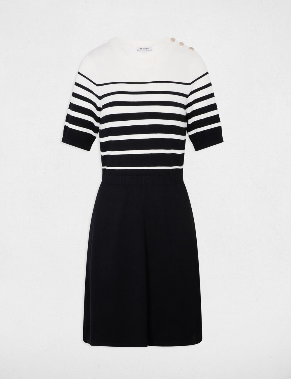 Robe tricot courte cintr&eacute;e noir femme